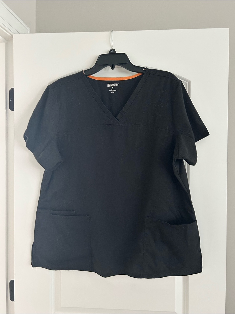 Scrubstar Black V-Neck Scrub Top with Dual Pockets